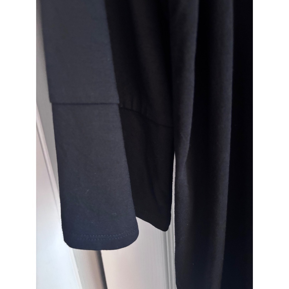 NWT Chico's Touch of Cool Asymmetrical Tunic Top L Black 3/4 Sleeve Stretch $50 - Picture 3 of 6